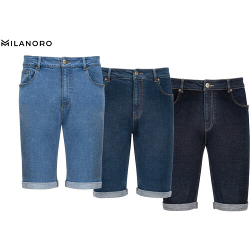 Milanoro - Stijlvolle jeansshort voor mannen - Lichtblauw - L