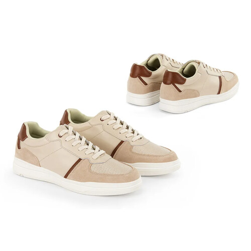 Milanoro Stijlvolle lederen herensneakers - Maat 44 - beige