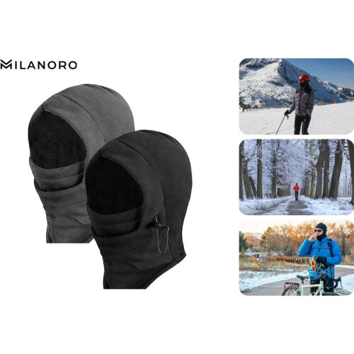 Milanoro - Warme fleece sjaal-muts - Verstelbaar - Grijs