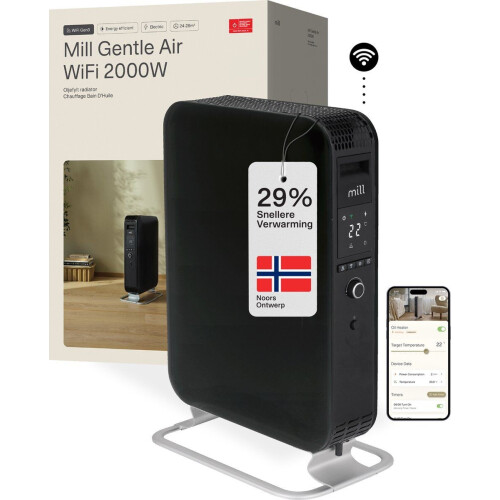 Mill OIL2000WIFI3 Black - WiFi olieradiator - 2000 Watt - tot 34m2 - energiezuinig - stil - oliegevuld