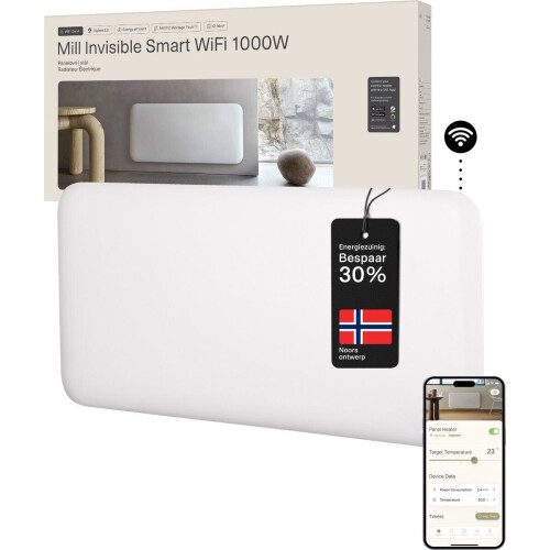 Mill PA1000WIF4 - WiFi-paneelverwarming - 1000 Watt - tot 16m2 - wit