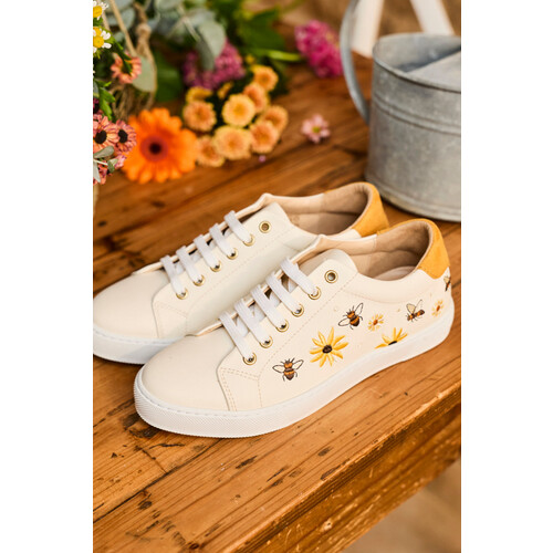 Minuit Sur Terre dames vegan Sneakers Virevolte Abeilles CrÃ¨me Tweedehands