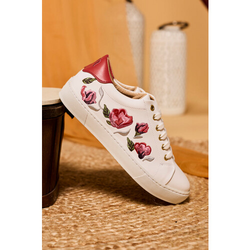 Minuit Sur Terre dames vegan Sneakers Virevolte Fleurs Au Vent Wit Tweedehands