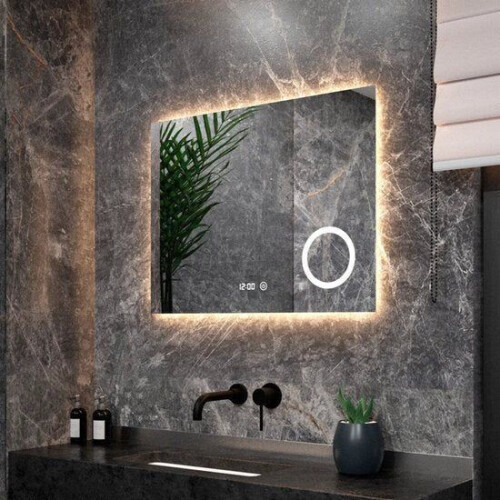 Mirlux Badkamerspiegel - Rechthoekige Wandspiegel - LED Verlichting Anti Condens IP44 80 x 60 cm
