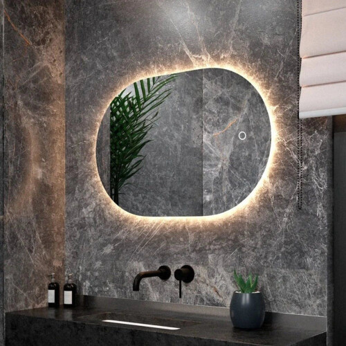 Mirlux Badkamerspiegel - Wandspiegel Ovaal - LED Verlichting Verwarming Anti Condens 90x60CM