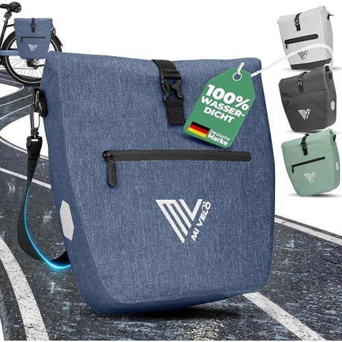 MIVELO 2-in-1 fietstas - Waterdicht - 20 liter - Denimblauw