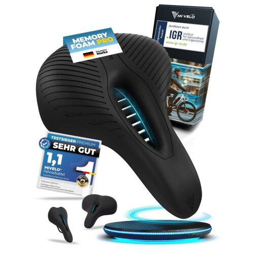 MIVELO Comfort Pro - Fietszadel - Ergonomisch 100% Waterdicht 28 x 17.5 cm 120 kg - Zwart Tweedehands