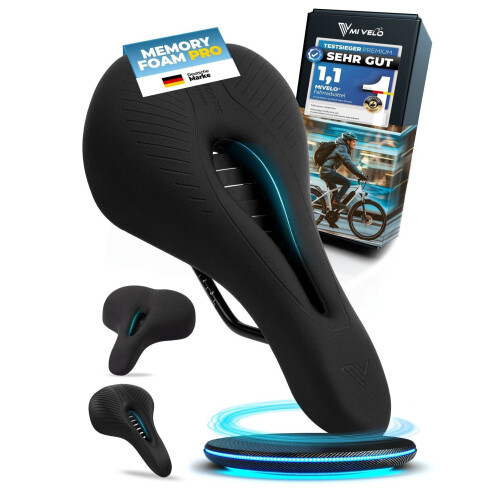 MIVELO Comfort Pro - MTB Fietszadel - Ergonomisch met Memory Foam - 100% Waterdicht - Zwart - 28 cm x 14 cm Tweedehands