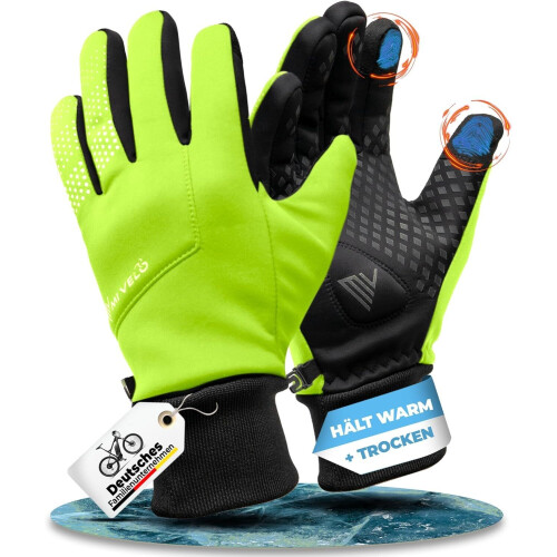 MIVELO Fietshandschoenen VELORIDER - Wind- en Waterdicht - Stevige Grip - Geel - Maat M Tweedehands