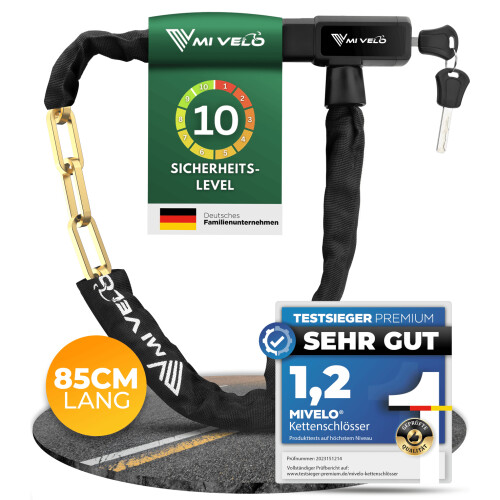 MIVELO Fietsketting - Kettingslot - Hoge veiligheid - 85 cm - Zwart