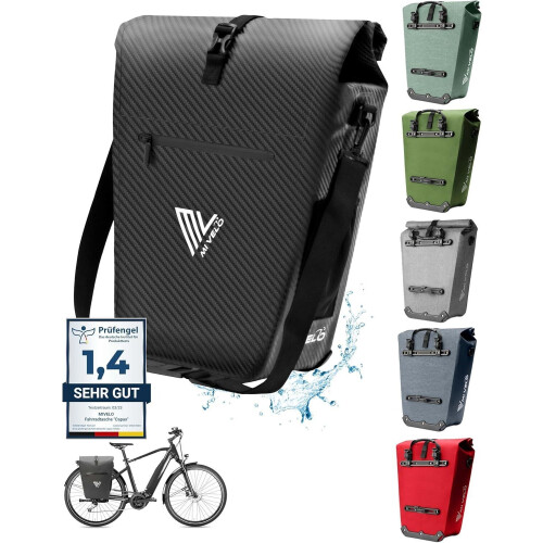 MIVELO Fietstas - 100% Waterdicht - Laptopvak 25L - 43 x 33 x 5 cm - Carbon