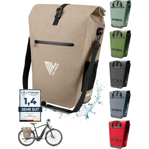 MIVELO Fietstas - 2-in-1 - Waterdicht incl. Laptopvak&Fietsslot - Sandbeige Tweedehands