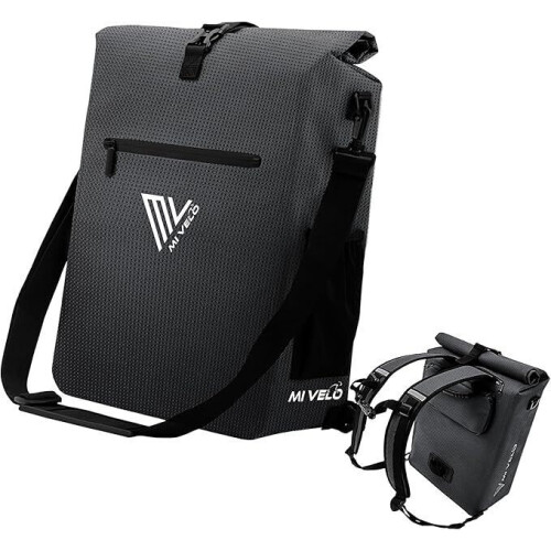MIVELO Fietstas - 3-in-1 Rugzak & Schoudertas - Waterdicht & Laptopvak - 20 liter - Zwart Refl