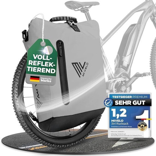 MIVELO Fietstas - 3-in-1 Rugzak&Schoudertas - Waterdicht - 20 liter - Reflecterend Tweedehands