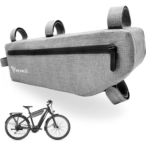 MIVELO Fietstas frame - 100% waterdicht - 3 liter - grijs