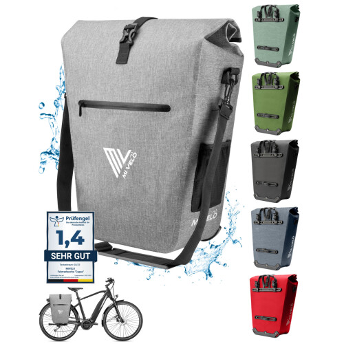 MIVELO Fietstas - Waterdicht 25L - Laptopvak en Schouderriem - Grijs