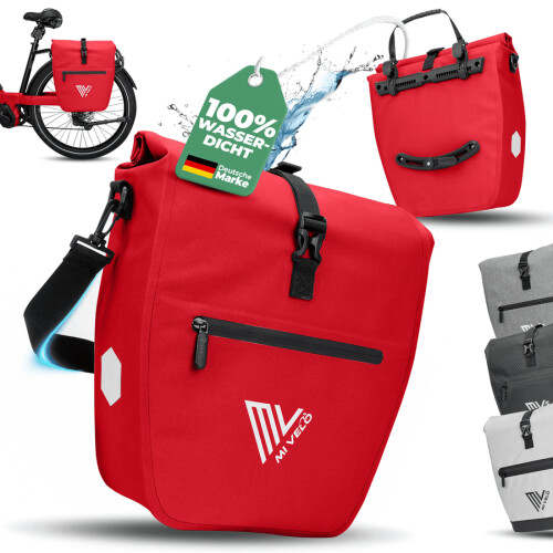 MIVELO Fietstas– Waterdicht&Incl. Schouderband– 20 liter – 50 x 31 x 14 cm – Rood Tweedehands