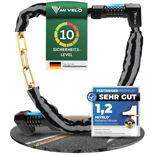 Mivelo Kettingslot - 100 cm - Cijferslot met LED - RVS - Zwart Tweedehands
