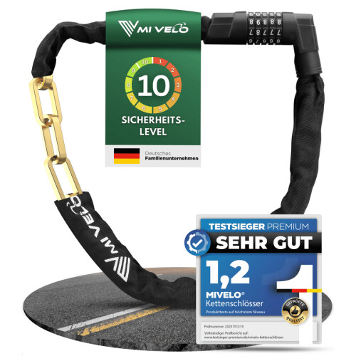 MIVELO Robuust Kettingslot - Cijfercode - 100 cm - Carbonstaal - Zwart