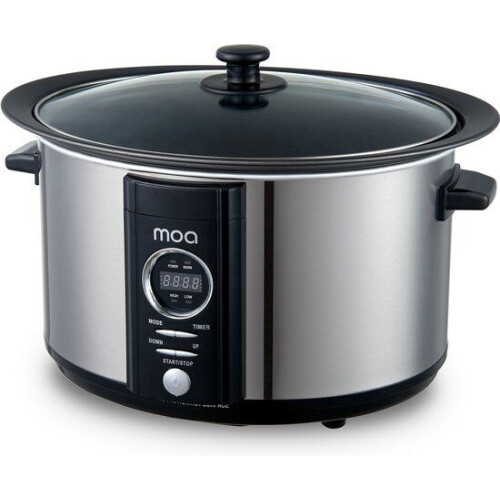 MOA Slowcooker 6,5L - Digitale Timer - 3 Warmtestanden - RVS