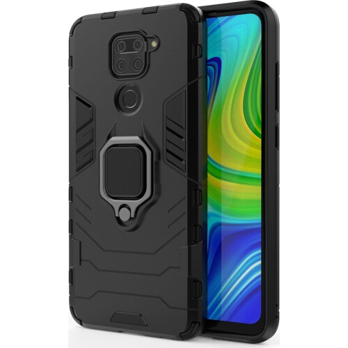 Mobigear Hoesje geschikt voor Xiaomi Redmi Note 9 Telefoonhoesje Hardcase | Mobigear Armor Ring Backcover Shockproof met Ringhouder | Schokbestendig Redmi Note 9 Telefoonhoesje | Anti Shock Proof - Zwart Tweedehands