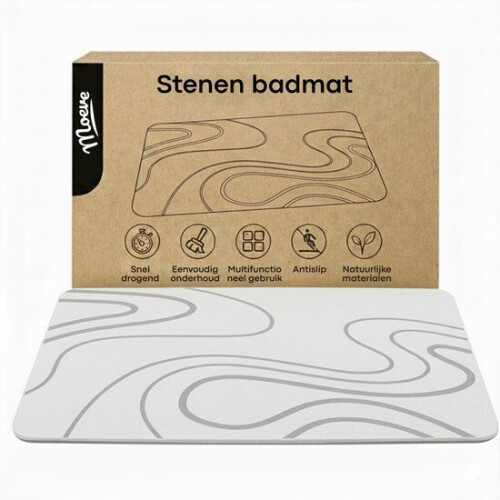 Moeve Diatomite Badmat - Sneldrogende Douchemat - Antislip - Lichtgrijs - 60x40cm