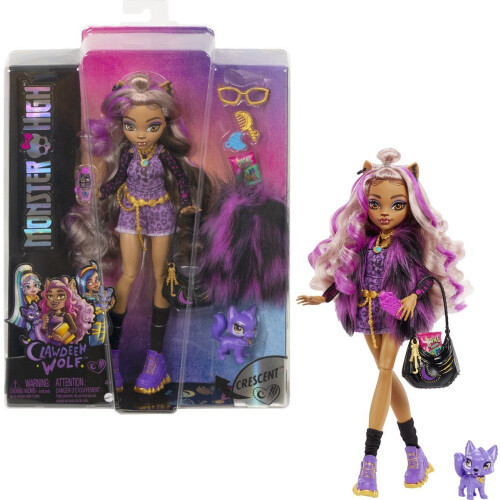 Monster High - Clawdeen Wolf - Modepop met zwarte tas en accessoires Tweedehands