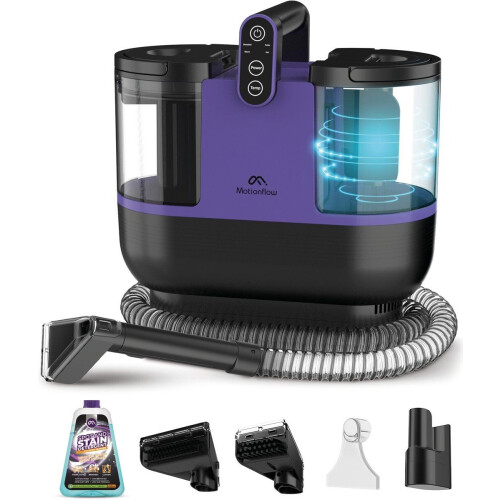 Motionflow (2025) - Tapijtreiniger - 4-in-1 met verwarmingsfunctie en zelfreinigend - Inclusief ecologisch schoonmaakmiddel