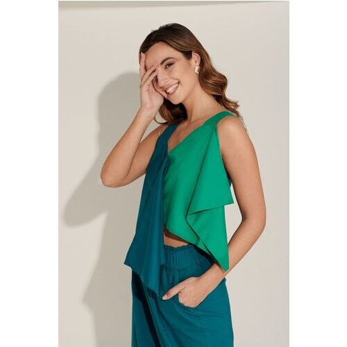 M.R BRAVO dames vegan Top Haydee Blauw Groen Tweedehands