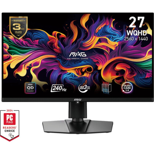 MSI MAG 271QPX QD-OLED E2 - QHD Gaming Monitor - 27 Inch - 240Hz - USB-C PD 15W