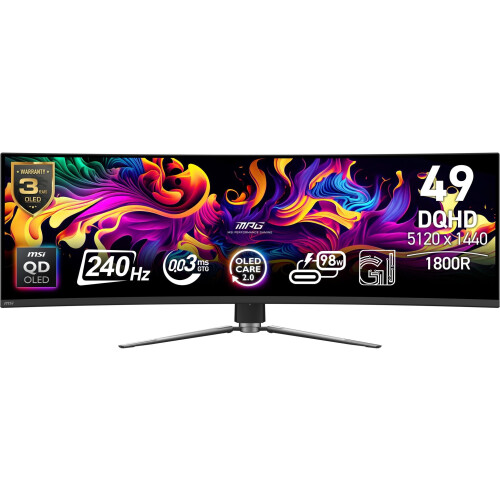 MSI MPG 491CQPX - Gamingmonitor - 49"QD-OLED 240Hz 5120x1440 - Zwart