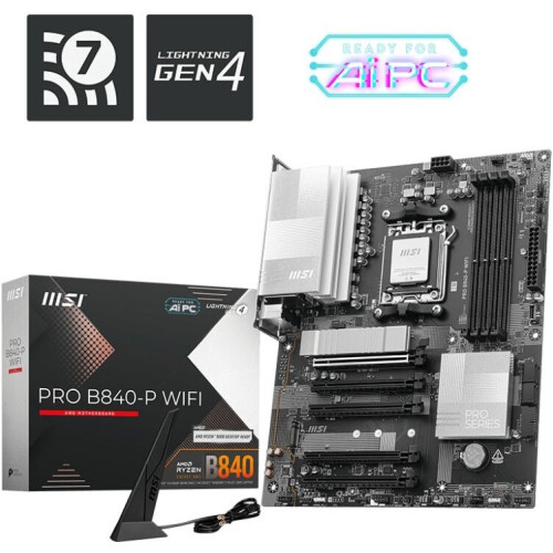 MSI PRO B840-P WIFI AM5 - Moederbord ATX - 2.5Gb Ethernet Wi-Fi 7 Bluetooth 5.4 Tweedehands