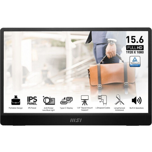 MSI PRO MP161 E2 - Draagbare monitor - 15,6" Full HD 1920x1080 - Zwart