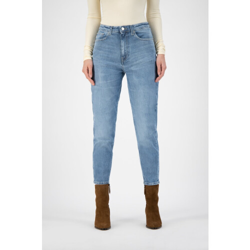 MUD Jeans dames vegan Jeans Mams Stretch Tapered Blauw Tweedehands