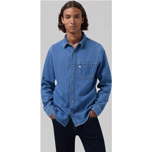 MUD Jeans mannen vegan Overhemd Stanley Medium Steenblauw Tweedehands