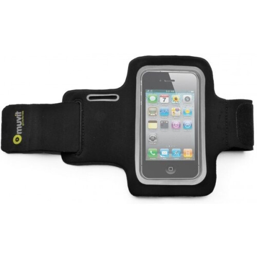 Muvit Sport armband - Universeel - Klittenbandsluiting - Reflecterende accenten - Kleur zwart (XL) Tweedehands