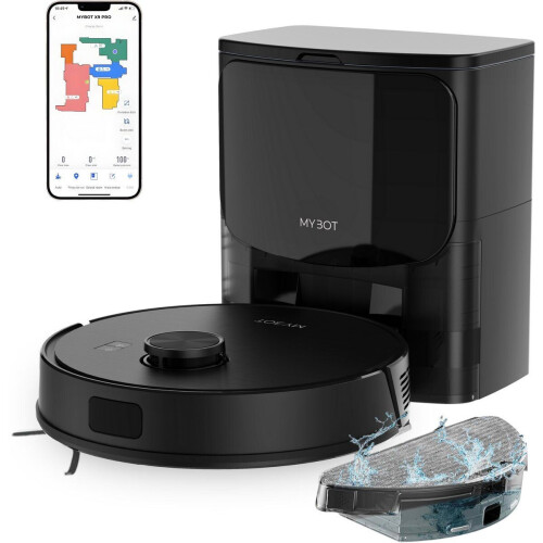 MYBOT X9 PRO - Robotstofzuiger met Dweilfunctie - 6500PA Zuigkracht - Zwart