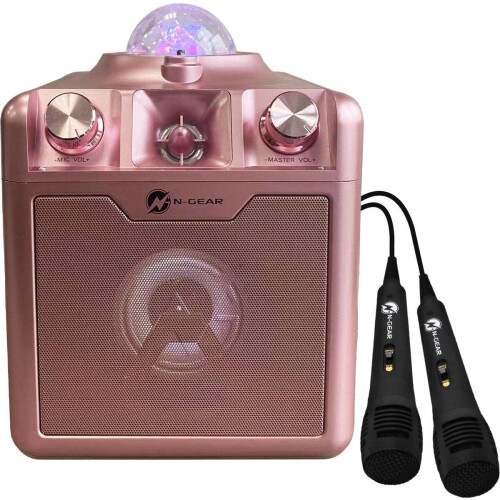 N-GEAR Disco Star 710 - Bluetooth Speaker - Karaoke Set met Sterrenprojector&2 Microfoons - Space Pink