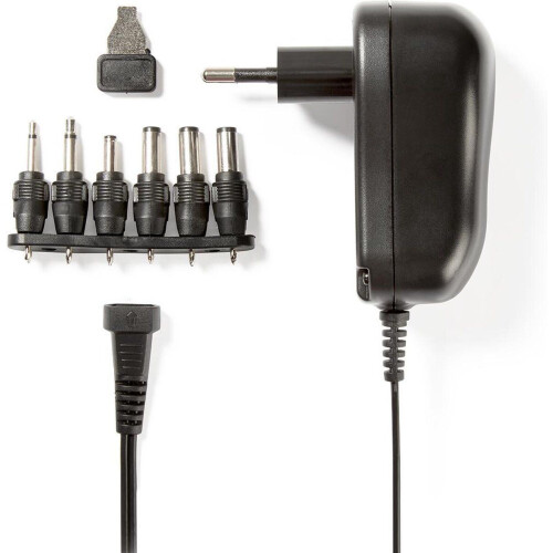Nedis ACPA001 - Universele AC-Stroomadapter - 12 W - 3-12 V DC - 1.80 m - 2.0 A - 6 plug(s) - Zwart Tweedehands