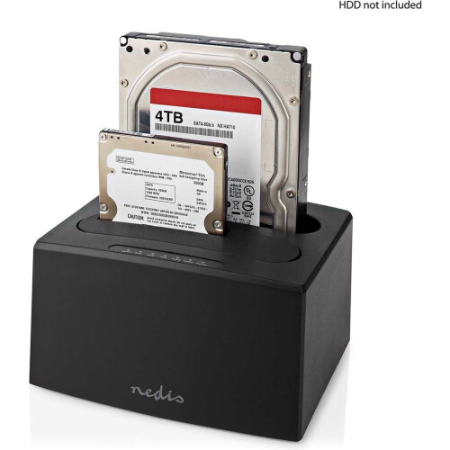 Nedis HDDUDB3210BK - Dual-bay dockingstation - 2,5"/3,5"SATA HDD/SSD - Zwart Tweedehands