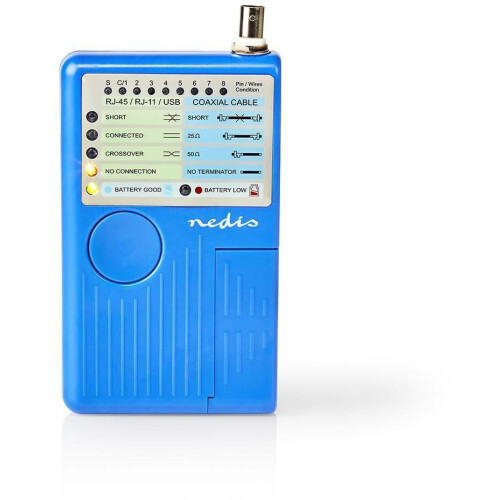 Nedis NWCTM100BU - Netwerktester - Test RJ45 RJ11 USB UTP/FTP/STP kabels - Blauw