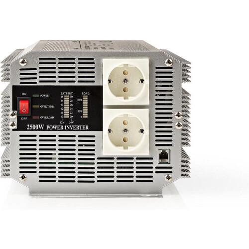 Nedis Omvormer - Gemodificeerde Sinusgolf - 24 V DC - 2500 W - Piekvermogen 5000 W - Zilver Tweedehands