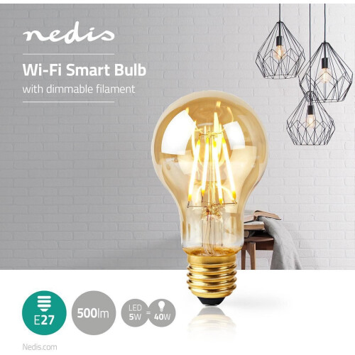 Nedis SmartLife - LED Filamentlamp E27 - Wi-Fi bediening - 500lm Tweedehands