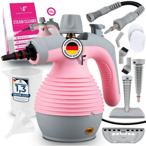 Neighbour's Friend Handdampfreiniger - Stoomreiniger 350ml met stoomregulering en accessoires - Rosa