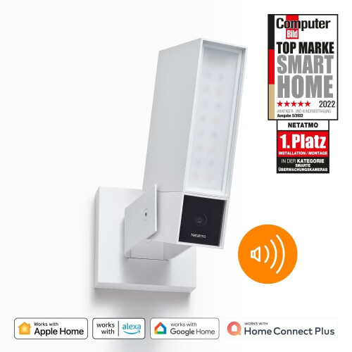Netatmo NOC-S-W-DE - Smart bewakingscamera - 105 dB sirene WLAN geïntegreerde verlichting bewegingsdetectie nachtzicht wit