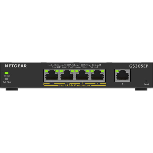 Netgear GS305EP - Managed Plus Netwerkswitch - 5x 1Gbps PoE+ 63W