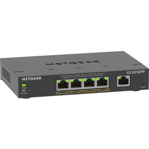 Netgear GS305EPP - Smart Managed Plus Netwerkswitch - 5x 1Gbps PoE+ (802.3at) - 120W Tweedehands