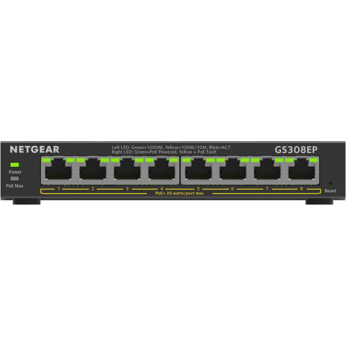 Netgear GS308EP - Gigabit Smart Managed Plus Switch - 8x PoE+ - Layer 2/3