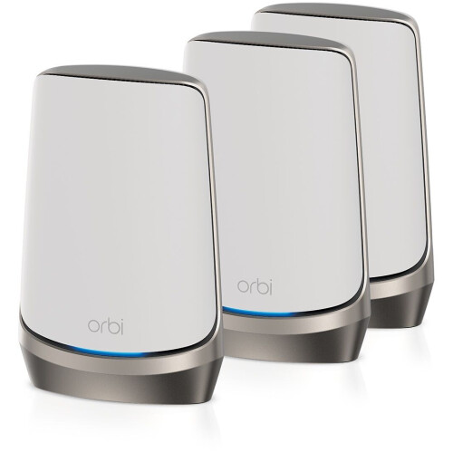 Netgear Orbi RBKE963 - Mesh WiFi 6E-systeem - Quad-band tot 830 m2 dekking - Wit (3 stuks) Tweedehands