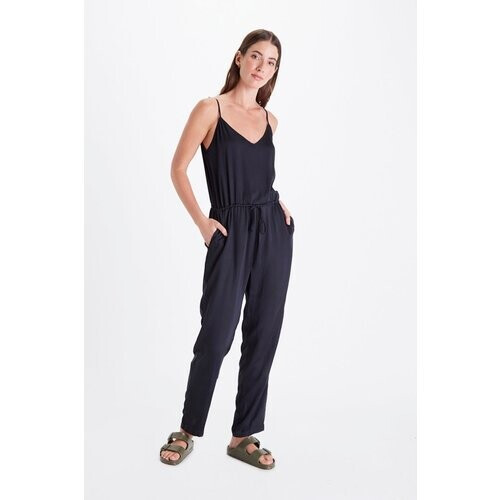 Neu Nomads dames vegan Jumpsuit Sydney Drawstring Leisteen Zwart Tweedehands
